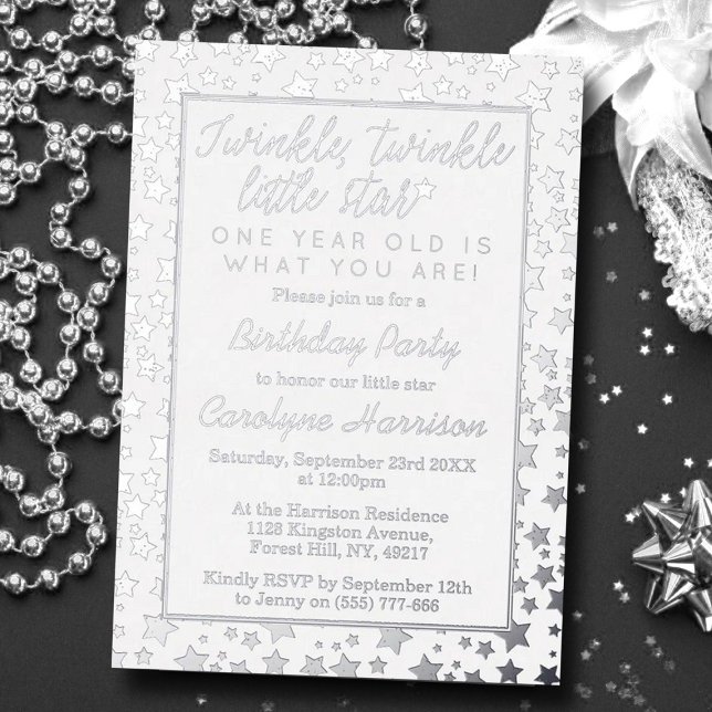 Invitation En Aluminium Twink, Twinkle Little Star 1er anniversaire réel (Créateur téléchargé)