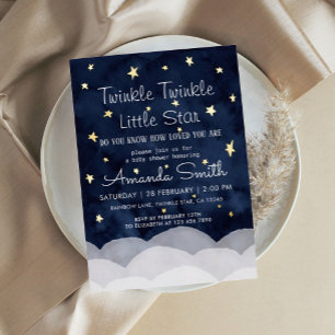 Invitation En Aluminium Twinkle Little Star Whimsical Baby shower