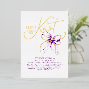 Invitation En Aluminium Tying The Knot Shower de Mariée à Ruban Violet