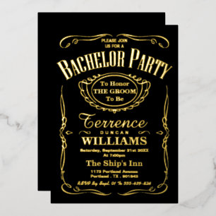 Invitation En Aluminium Typographie branchée Bachelor Party Real