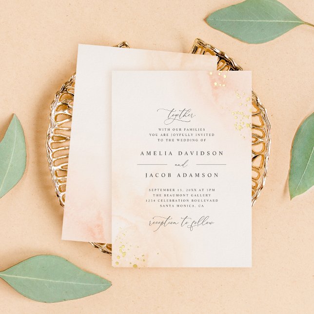 Invitation En Aluminium Typographie chic Blush Pink Watercolor Mariage (Créateur téléchargé)