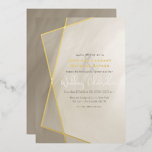 Invitation En Aluminium typographie de cadre or gris antique or mariage or