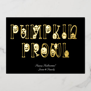 Invitation En Aluminium Typographie d'Halloween "Citrouille Prowl"