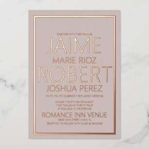 Invitation En Aluminium Typographie ÉLÉGANTE ET SIMPLE Mariage Taupe