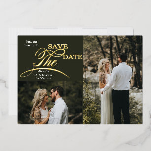 Invitation En Aluminium Typographie Joueuse 2 Photo Enregistrer La Date