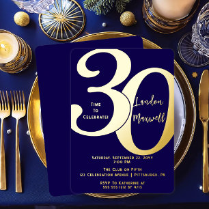 Invitation En Aluminium Typographie Minimaliste 30 30e Fête d'Anniversaire