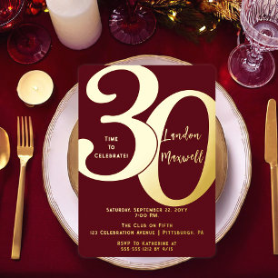 Invitation En Aluminium Typographie minimaliste 30 30ème anniversaire