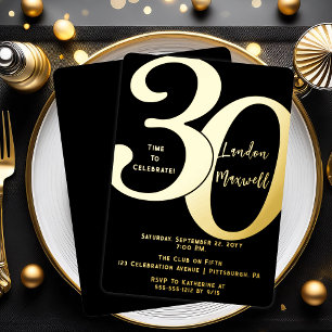 Invitation En Aluminium Typographie Minimaliste 30 Anniversaire 30 ans