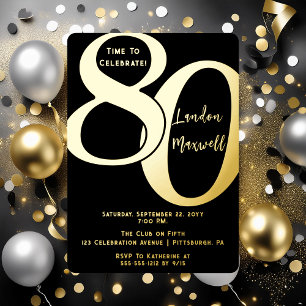 Invitation En Aluminium Typographie Minimaliste 80 Anniversaire 80 ans