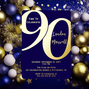 Invitation En Aluminium Typographie Minimaliste 90 Fête d'anniversaire 90