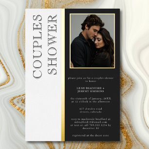 Invitation En Aluminium Typographie moderne Black White Photo Couples Douc