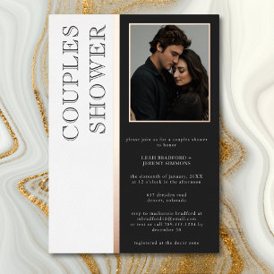 Invitation En Aluminium Typographie moderne Black White Photo Couples Douc