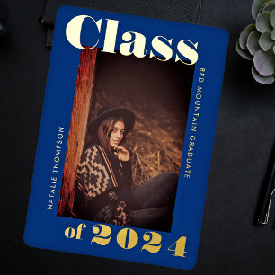 Invitation En Aluminium Typographie moderne Bold 2024 Graduation Party Blu