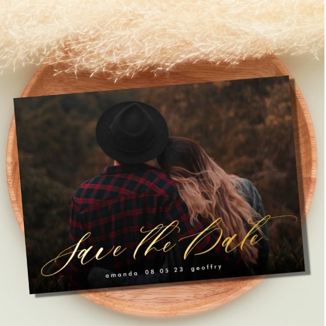 Invitation En Aluminium Typographie Moderne Calligraphie Photo Enregistrer (Créateur téléchargé)