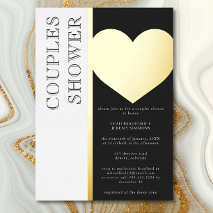 Invitation En Aluminium Typographie moderne Couples noir blanc douche