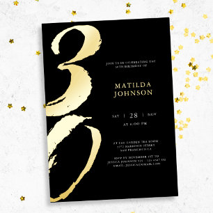 Invitation En Aluminium Typographie Moderne Élégante 30e Anniversaire