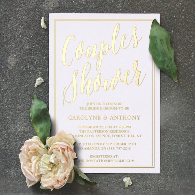 Invitation En Aluminium Typographie moderne Mariage Couples Douche Real (Créateur téléchargé)