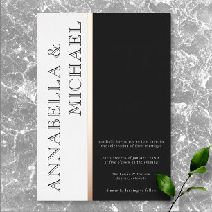 Invitation En Aluminium Typographie moderne Mariage noir blanc