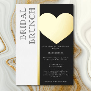 Invitation En Aluminium Typographie moderne Noir Blanc Bridal Brunch