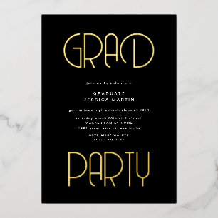 Invitation En Aluminium Typographie moderne Photo Graduation Party
