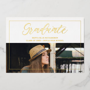 Invitation En Aluminium Typographie moderne Script Photo Graduate Graduate