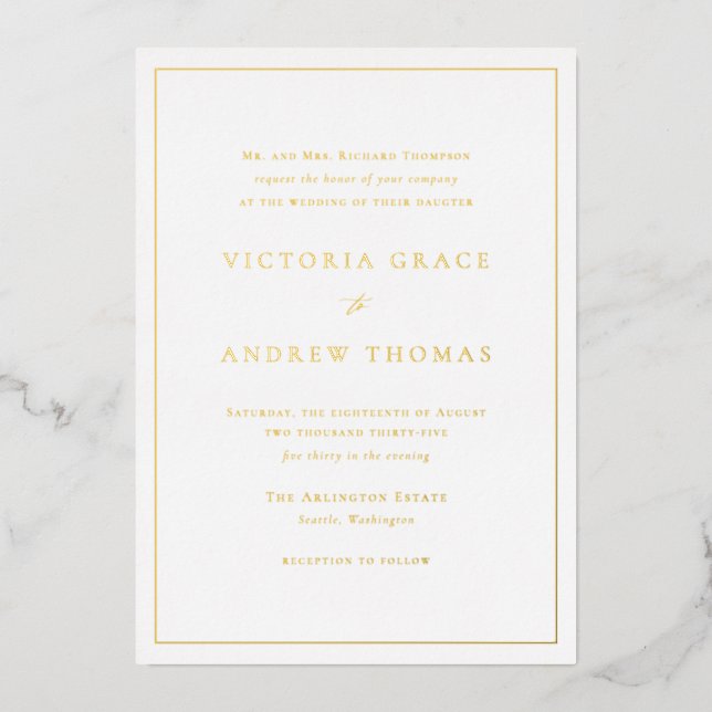 Invitation En Aluminium Typographie simple en noir et blanc Mariage offici (Recto)