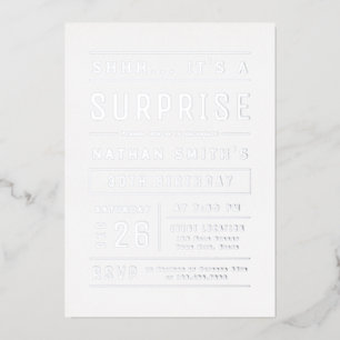 Invitation En Aluminium Typographie Simple Moderne Argent Anniversaire Sur