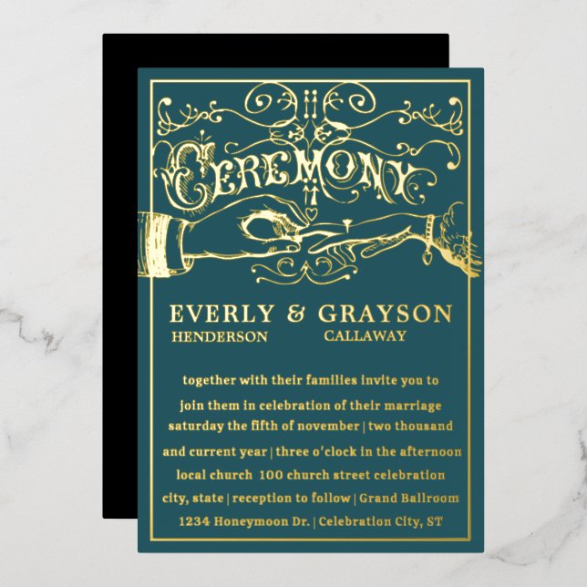 Invitation En Aluminium Typographie victorienne I Do Gold Mariage (Recto/Verso)