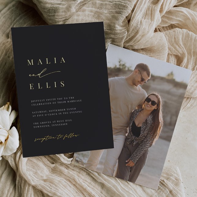 Invitation En Aluminium Ultra minimal | Calligraphie Accent Mariage photo (Créateur téléchargé)