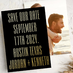 Invitation En Aluminium Ultra Moderne 2 Côté Gros Gras Photo Retour Mariag