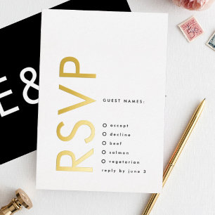 Invitation En Aluminium Ultra moderne Gras Grand Monogramme Or DEUX RSVP