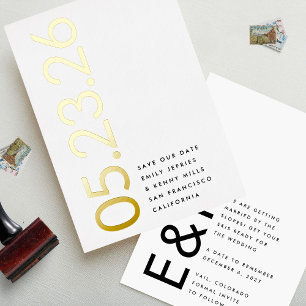 Invitation En Aluminium Ultra Moderne Or Sans Photo Gras DATE Enregistrer 