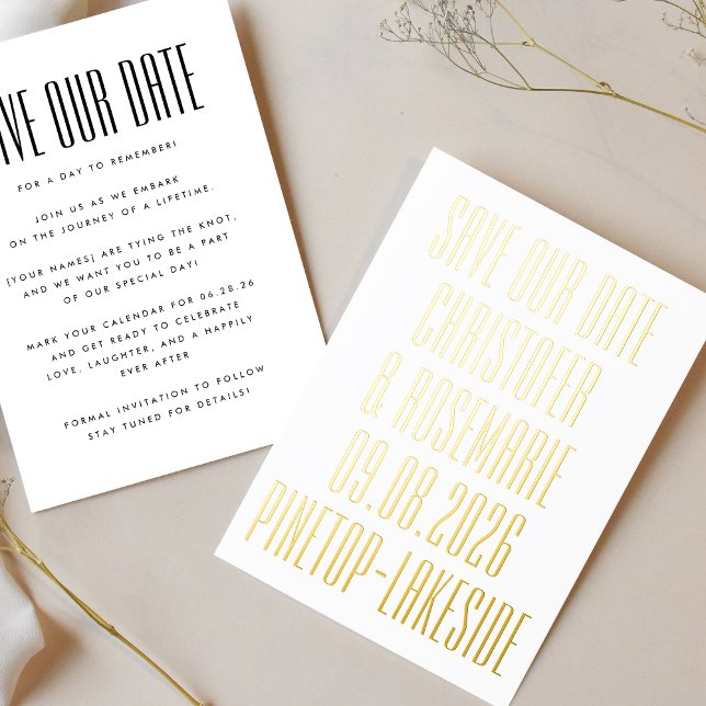 Invitation En Aluminium Ultra Simple No Photo Big Bold Details Mariage (Créateur téléchargé)