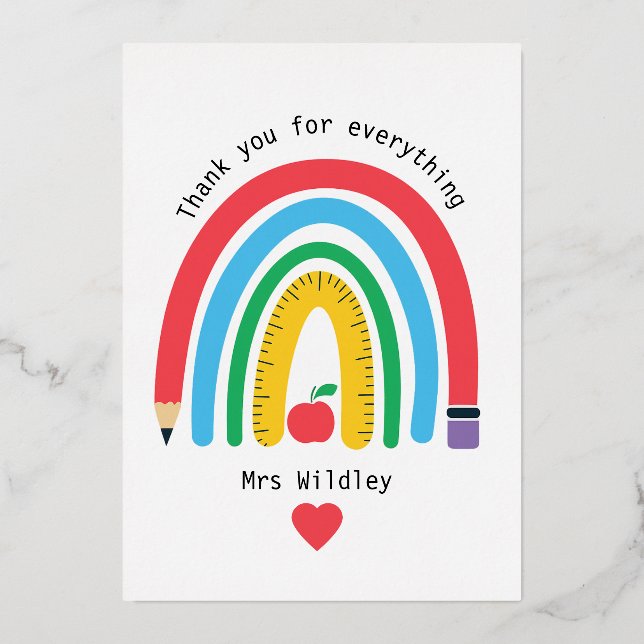 Invitation En Aluminium Un enseignant qui vous remercie pour tout (Recto)