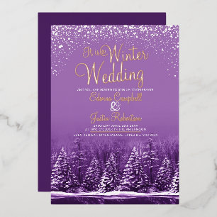 Invitation En Aluminium Un mariage d'hiver pinède lac violet art