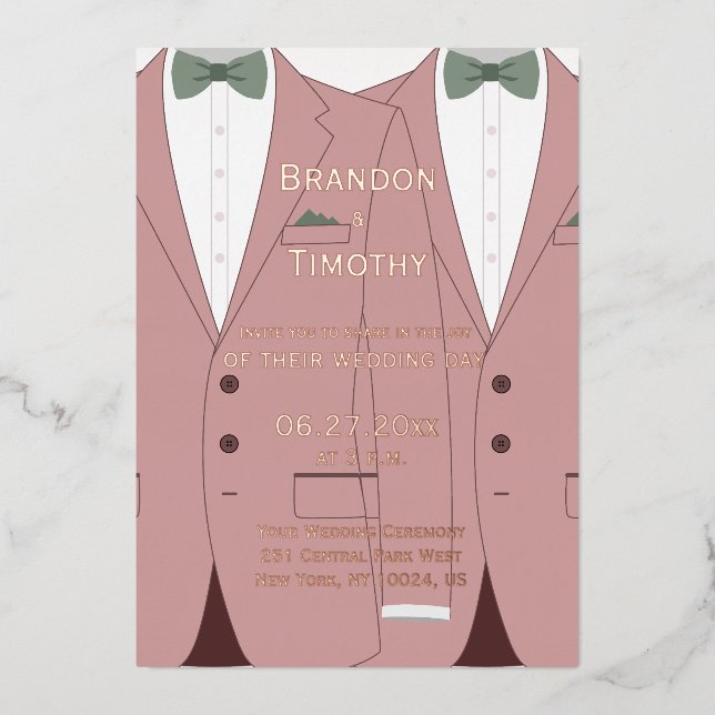 Invitation En Aluminium Un mariage gay rose invite Real Rose Gold Foil (Recto)
