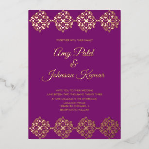 Invitation En Aluminium Un Mariage indien moderne habillé à la frontière d