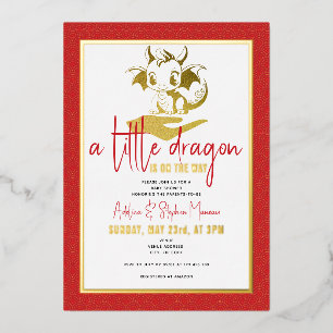 Invitation En Aluminium Un Petit Dragon Mignonne Se Trouve En Chemin Baby 