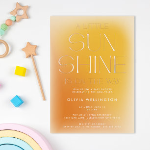 Invitation En Aluminium Un Petit Rayon de Soleil Fête de Naissance Moderne