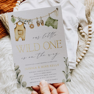 Invitation En Aluminium Un sauvage   Baby shower Safari Neutral Boho