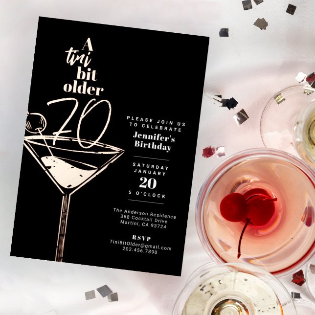 Invitation En Aluminium Un Tini Bit Ancien 70e anniversaire Cocktail Party (Créateur téléchargé)