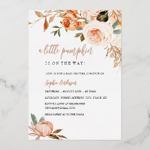 Invitation En Aluminium Une petite citrouille automne Foil Baby Shower