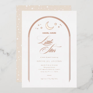 Invitation En Aluminium Une petite étoile Baby shower neutre Rose or