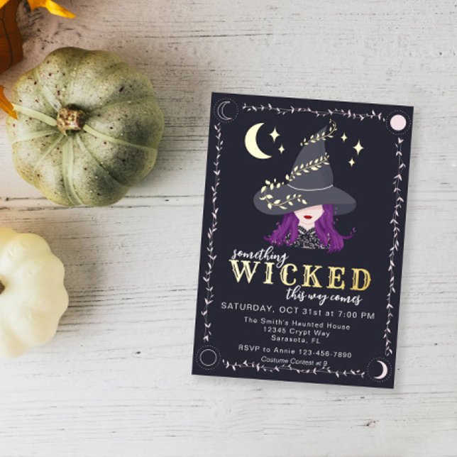 Invitation En Aluminium Une sorcière à la fête d'Halloween (Wicked Witch Halloween Party Invite)