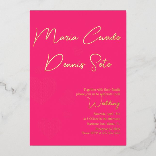 Invitation En Aluminium Valentines Coeurs roses Mariage flottant (Recto)