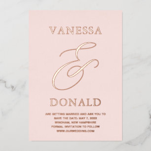 Invitation En Aluminium Vanessa Blush rose mariage moderne Enregistrer la 