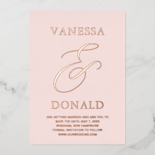Invitation En Aluminium Vanessa Blush Rose Moderne Économisez la Date de M