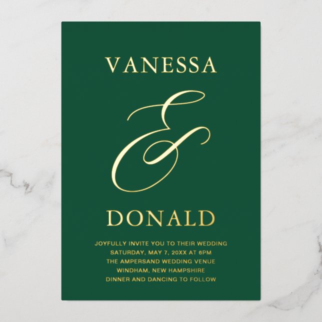 Invitation En Aluminium Vanessa Emerald Green Mariage moderne (Recto)