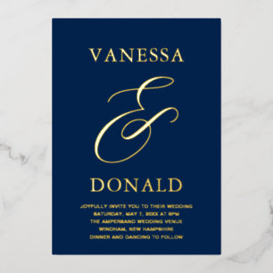 Invitation En Aluminium Vanessa Navy Blue Mariage moderne
