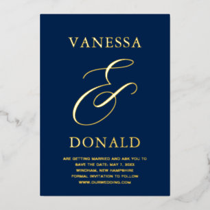 Invitation En Aluminium Vanessa Navy Blue Modern Wedding Enregistrer la da